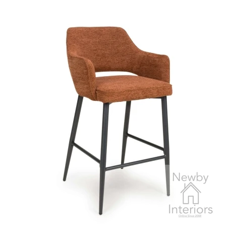 TED-250-RT - 2x Ted Rust Orange Fabric Bar Chair Metal Legs