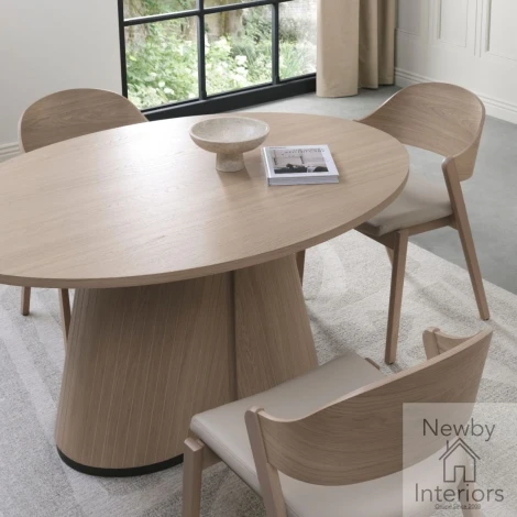 Vega Scandi Oak & Peppercorn - 6 Seater Oval Dining Table (3041-4)