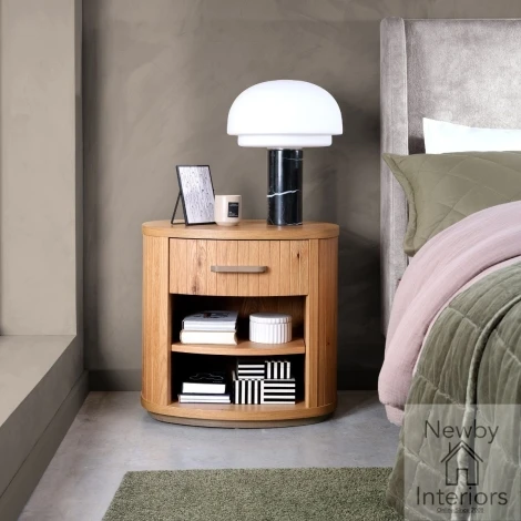 3052-71 - Vega Knotty Oak & Weathered Oak 1 Drawer Bedside Table
