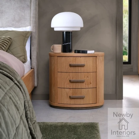 3052-73 - Vega Knotty Oak & Weathered Oak 3 Drawer Bedside Table