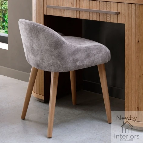 3052-91-PRL - Vega Knotty Oak & Weathered Oak Stool - Pearl Velvet Fabric