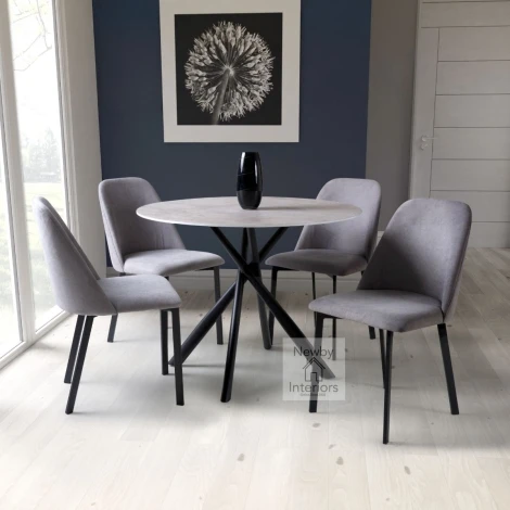 Avesta Grey Marble Effect Dining Set with 4 Linden Chairs