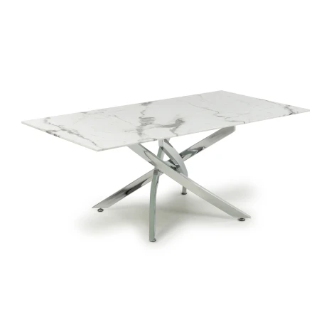 Astoria White/Chrome Marble Effect Glass Coffee Table
