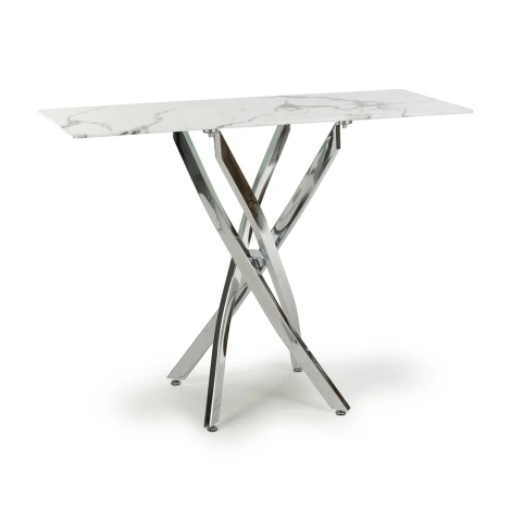 Astoria White/Chrome Marble Effect Glass Console Table