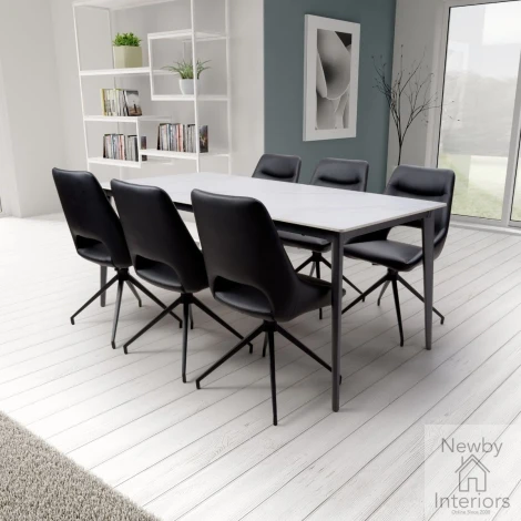 Amalfi White Marble Effect 1.8m Large Dining Table