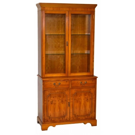 985 - Reproduction Glazed Display Cabinet – 2 Door 2 Drawer (Choice of Finish)