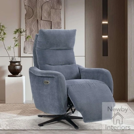APO-306E-DK - Apollo Dusk Fabric Swivel Electric Power Recliner Chair
