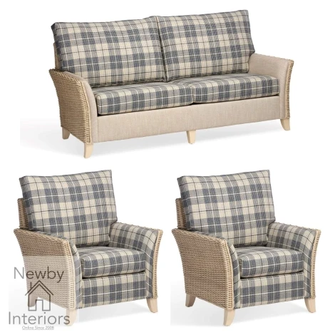 Arlington Natural Wash, Cane 3 Seater Sofa & 2 Chairs