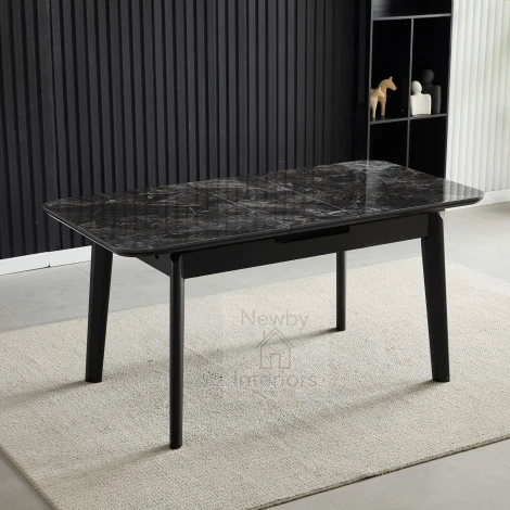 DT491 - Arizona Black & Gold Ceramic Centre Extending Dining Table (130-160cm)