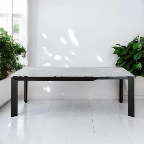 Armeno Matte Grey Ceramic Side Extending Dining Table (160 to 220cm)