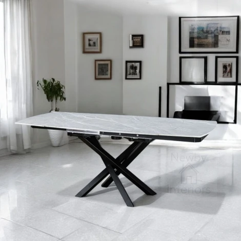 Argento Matte Grey Ceramic Swivel Extending Dining Table (120cm to 180cm)