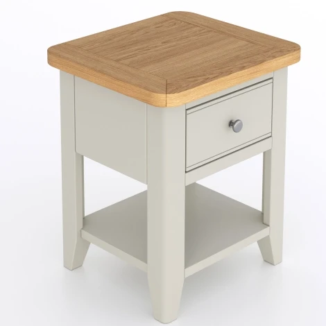 Arlena - Oak Top 1 Drawer Lamp Table - Grey Painted Finish