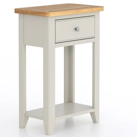 Arlena - Oak Top 1 Drawer Tall Lamp Table - Grey Painted Finish