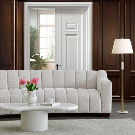 10-T-KH056-AST-LX2021-3-3S - Astoria Oatmeal Boucle 3 Seater Sofa