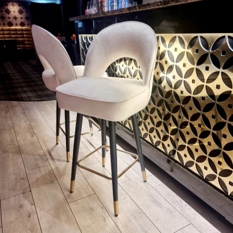 6-BS-ASTRA61512-BEI-V - Astra Cream Velvet Bar Stools (Pair)