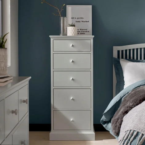 7900-75 - Ashby Soft Grey 5 Drawer Tall Chest