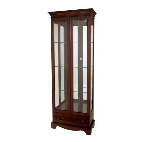 A406 - Reproduction Tall China Display With Drawer (Choice of Finish)