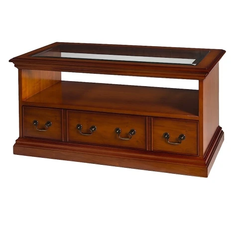 A812 - Reproduction Regency Glass Top Coffee Table With Drawers (Choice of Finish)