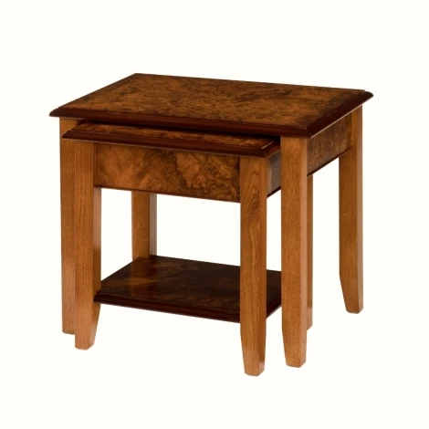 Reproduction Burr Walnut 2 Tier Nest of Tables