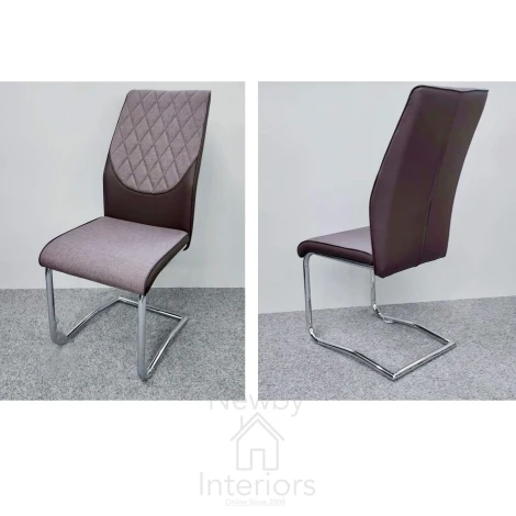 DC392 - Atlantis Brown Fabric & PU Mix Dining Chair (Pair)