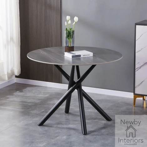 935-32-01 - Avesta Grey Marble Effect Round Dining Table (100cm)