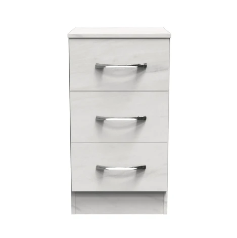 Avon White Marble Effect 3 Drawer Chest