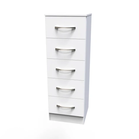 AVN003-W - Avon White Matt 5 Drawer Tallboy Chest