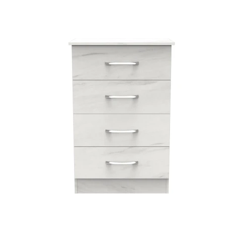 Avon White Marble Effect 4 Drawer Medium Chest