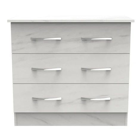 Avon White Marble Effect 3 Drawer Wide Chest