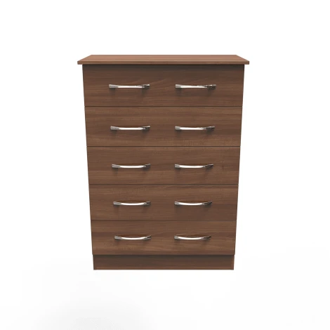 AVN012N - Avon Noche Walnut 5 Drawer Wide Chest