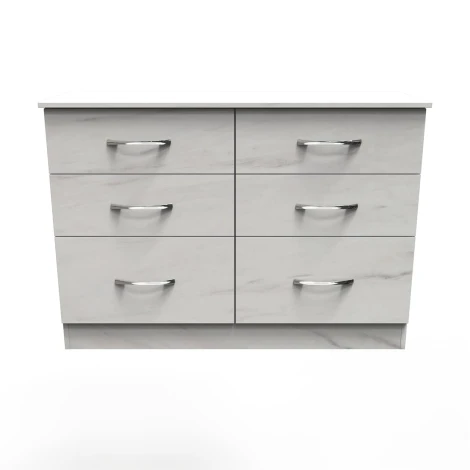 Avon White Marble Effect 6 Drawer Medium Chest