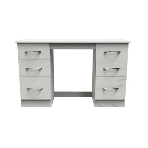 Avon White Marble Effect Double Pedestal Desk