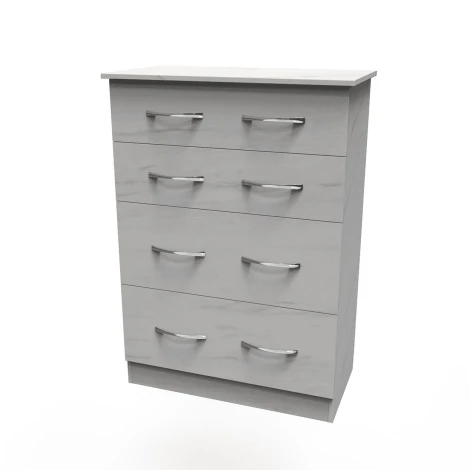 Avon White Marble Effect 4 Drawer Deep Chest