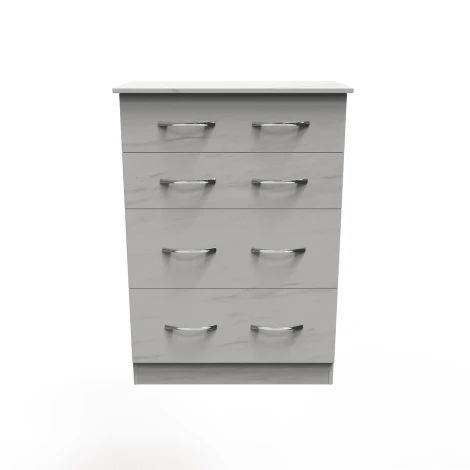Avon White Marble Effect 4 Drawer Deep Chest