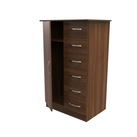 AVN059N - Avon Noche Walnut 1 Door 6 Drawer Childs Robe