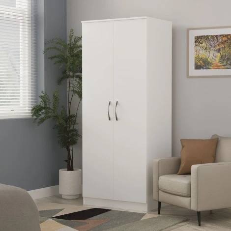 AVN060-W - Avon White Matt 2 Door Double Plain Wardrobe