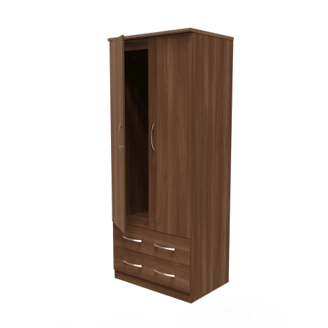 AVN061N - Avon Noche Walnut 2 Drawer Tall Double Plain Wardrobe
