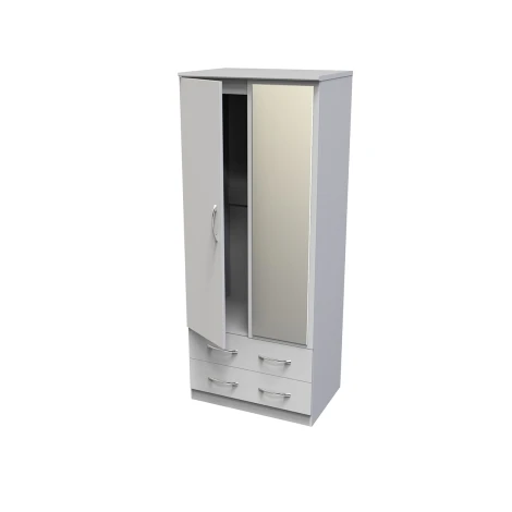 AVN062-W - Avon White Matt 2 Drawer Double Mirrored Wardrobe