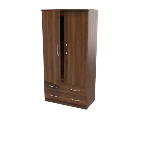 Avon Noche Walnut 2 Drawer Double Plain Wardrobe