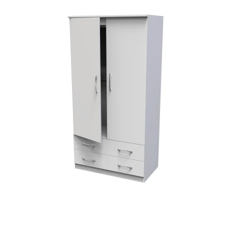 AVN066-W - Avon White Matt 2 Drawer Plain Double Wardrobe