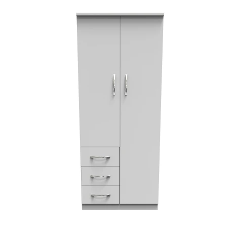 AVN068-W - Avon White Matt 2 Door 3 Drawer Plain Wardrobe