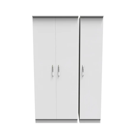 AVN130-W - Avon White Matt 3 Door Triple Plain Wardrobe