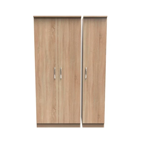 AVN130BO - Avon Bardolino Oak 3 Door Triple Plain Wardrobe
