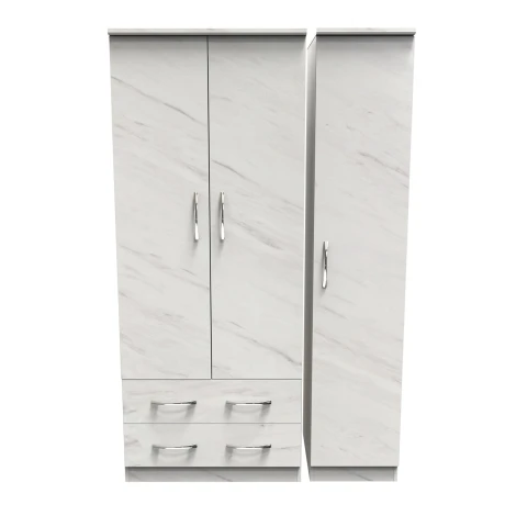 Avon White Marble Effect 3 Door 2 Drawer Triple Plain Wardrobe