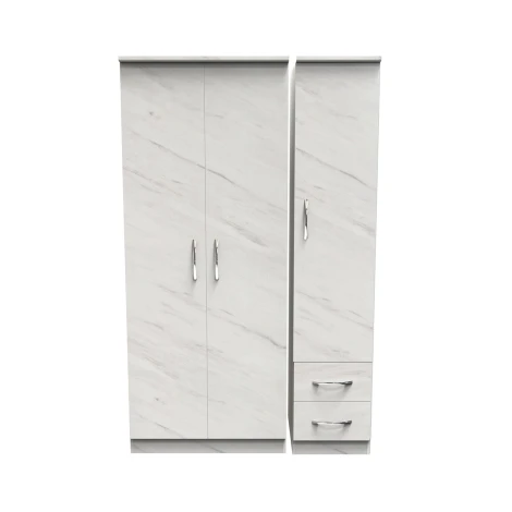 Avon White Marble Effect 3 Door 2 Drawer Triple Tall Wardrobe