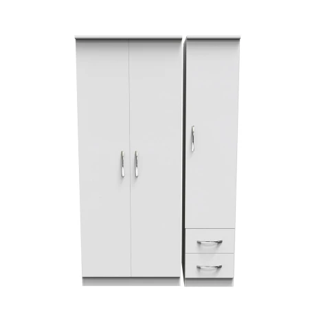 AVN150-W - Avon White Matt 3 Door 2 Drawer Triple Tall Wardrobe