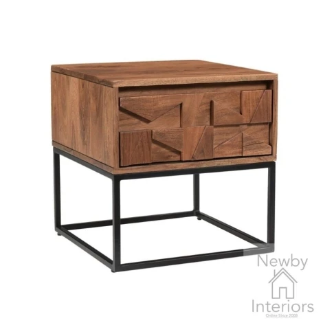 AXI-008 - Axis Dark Wooden 1 Drawer End Table with Metal Frame