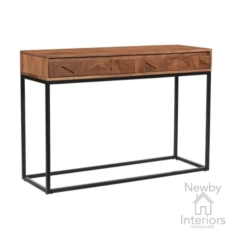AXI-009 - Axis Dark Wooden 2 Drawer Console Table with Metal Frame 