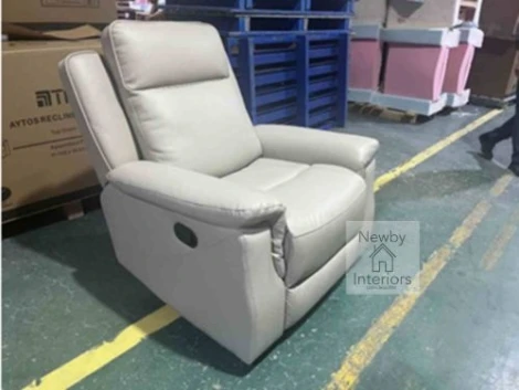 AYTOS-1R-FG - Aytos Frost Grey Leather Manual Recliner Armchair