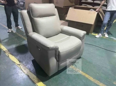 AYTOS-1R-FG-ELEC - Aytos Frost Grey Leather Electric Recliner Armchair